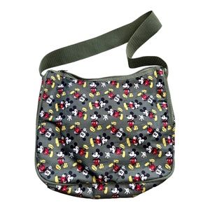 Disney Bags Mickey Mouse All Over Print Shoulder Bag Olive Green Purse Zip